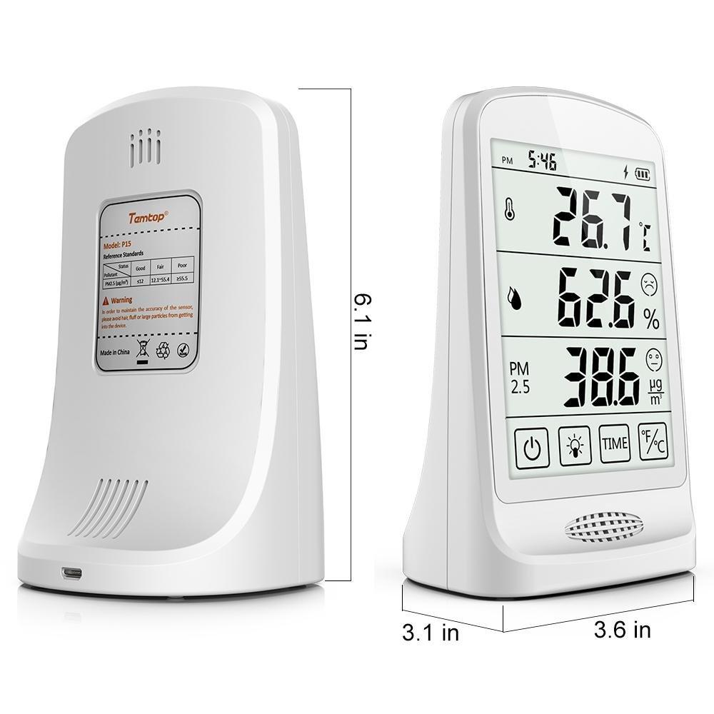 Temtop P15 Thermometer and Hygrometer Air Quality Monitor PM2.5 AQI Temperature Humidity