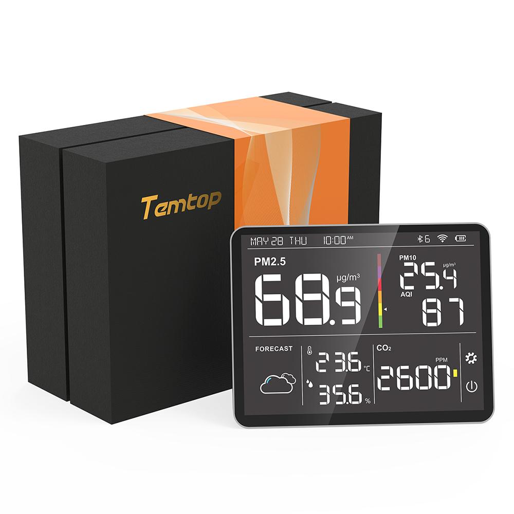 Temtop Air Station M100 Air Quality Monitor PM2.5 AQI CO2 Tester Wireless Weather Forecast Station Colored LCD Display