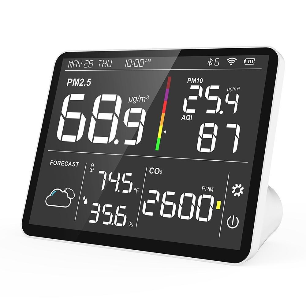 Temtop Air Station M100 Air Quality Monitor PM2.5 AQI CO2 Tester Wireless Weather Forecast Station Colored LCD Display