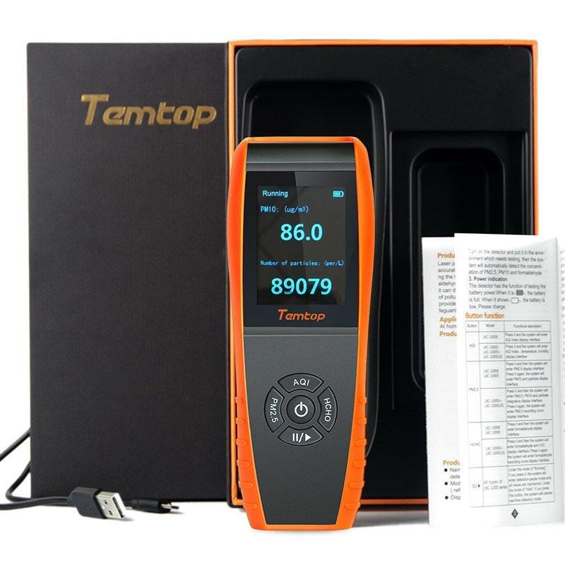 Temtop LKC-1000S Air Quality Detector Professional Formaldehyde Monitor Temperature and Humidity Detector with PM2.5/PM10/HCHO/AQI/Particles - Temtop US