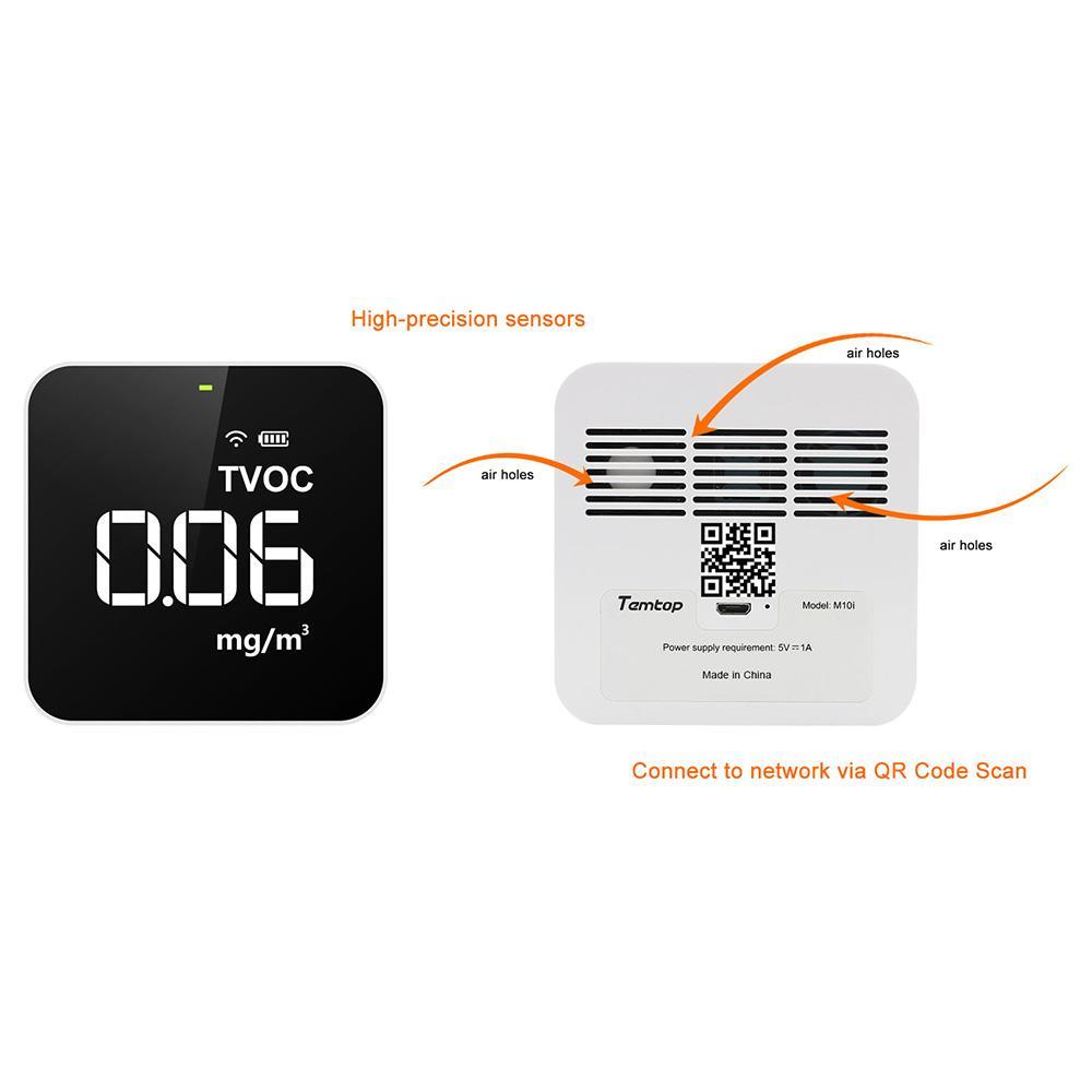 Temtop M10i Wireless Air Quality Monitor for PM2.5 HCHO TVOC AQI Professional Electrochemical Sensor Detector Real Time Display Data Exported - Temtop US