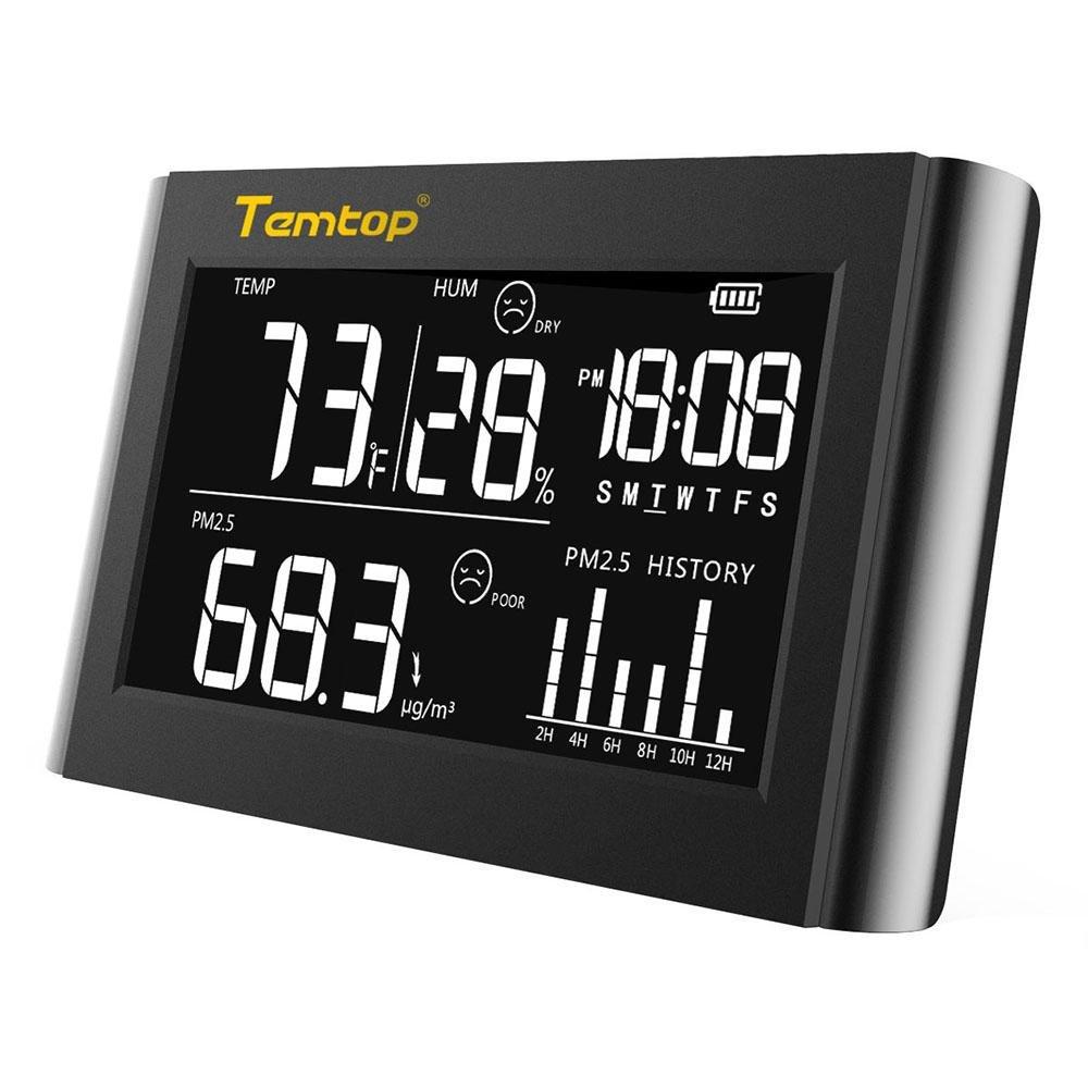 Temtop P20 PM2.5 Air Quality Monitor for Temperature Humidity Professional Laser Particle Sensor Detector Real Time Display Rechargeable Battery - Temtop
