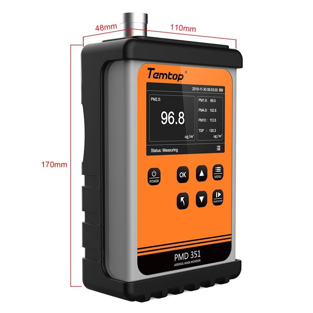 Temtop PMD 351 Handheld Aerosol Mass Monitor Professional Particle Counter PM2.5 Air Quality Monitor Dust Meter Laser Particle Sensor for PM1.0/PM2.5/PM4.0/PM10/TSP - Temtop